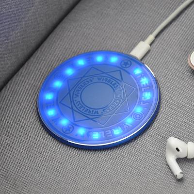 China High Speed Ce Rohs Certified Protection 15W Colorful 15W Fast Wireless Charging Mobile Phone LED Qi Wireless Charger for sale