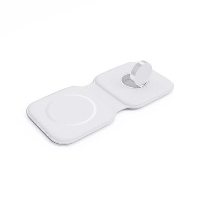 China 2021 New Trending Products 15W High Speed Magnetic Duo Safe Dual Charger Pad Wireless Charger For Apple Watch Iphone for sale