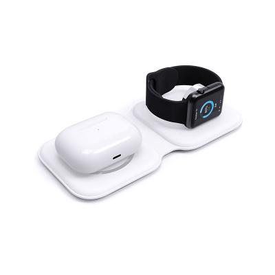 China 15W High Speed Dual Folding Wireless Charger 2 in 1 Magnetic Duo Wireless Charger for Iphone 12 Apple Watch Fast Charger for sale