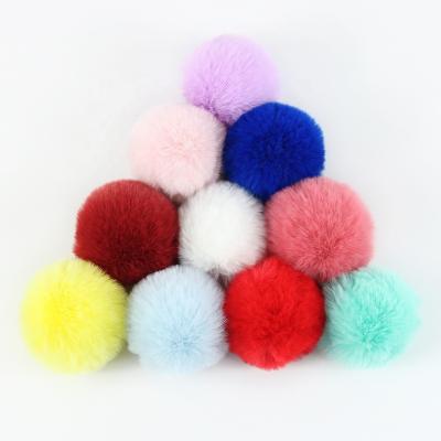 China 6 7 Balls 8cm Eco-friendly SOFT Imitation Fur Pom Pom Pom Poms Keychains Fluffy Faux Fur With Elastic Loop for sale