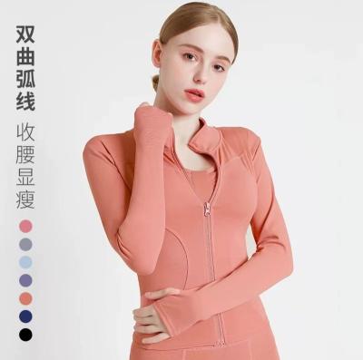 China 2023 Wholesale Sunscreen clothing sports stretchy yoga zipper tops fitness jacket running zipper lady long sleeve fashion S-xxxl for sale