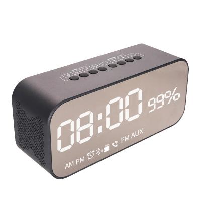 China Mirror Display Wireless Speaker Design Radio Led Stylish Speaker With FM Radio BT Digital Alarm Clock Mp3 Music Player for sale
