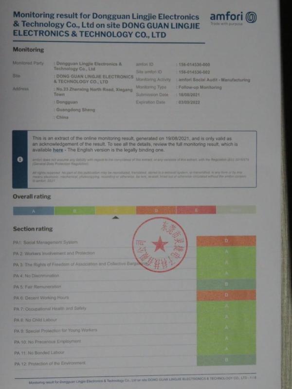 BSCI - Dongguan Lingjie Electronics & Technology Co., Ltd.