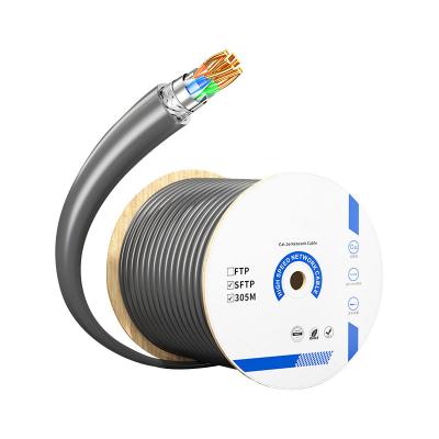 China 0.5mm 0.5mm Conductor 1000FT Cat5E SFTP Pure Copper 8core Lan Ethernet Internet Network Cat 5E High Speed Cable Coiled With Drop Box Packing for sale