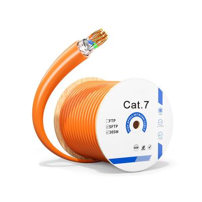 China 0.57mm 0.57mm Conductor 10Gbps 1000FT Cat7 SFTP Network Lan Ethernet Internet Cat 7 Cable High Speed Pure Copper 8core 0.57mm Coiled Cable for sale