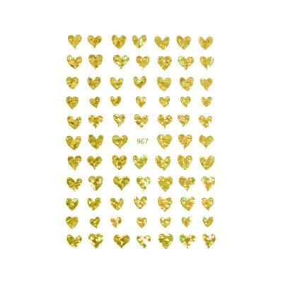 China New Arrival Waterproof Laser Heart Noise Finger Nail Magnet Stickers, Colorful Heart Valentines Nail Art Stickers Decals for sale