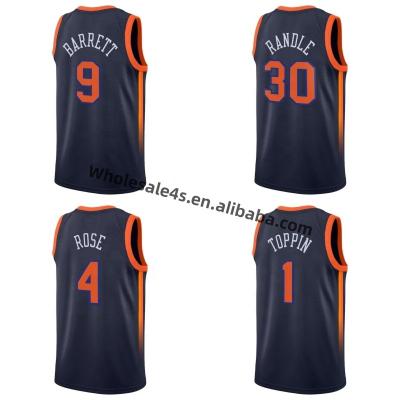 China 9 RJ Barrett 30 Julius Randles USA Basketball Shirt Retro Mens New York Knick Quilted Basketball QUICK DRY Tank Top for sale