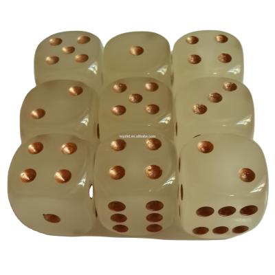 China Customized acrylic large size 25mm or 30mm dies glow in the dark 16mm set d6 logo etched die set for sale
