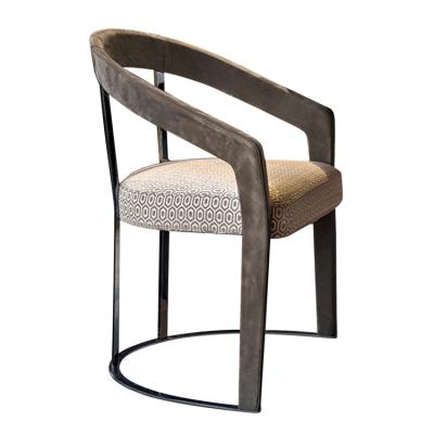 China Nordic Modern Leisure Chair Cavity Stainless Steel Frame Dining Room Furniture Frosted Leather Restaurant Chairs for sale
