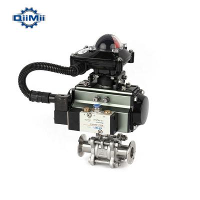 China General Food Grade Stainless Steel Ball Valve Pneumatic Pneumatic Actuator Flanged 3 Piece Ball Valve Price for sale