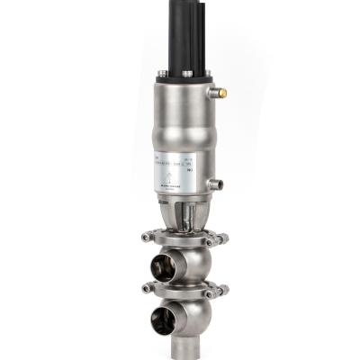 China SS304 SS316L L/L Pneumatic General Sanitary Type Stainless Steel Divert Seat Valve for sale