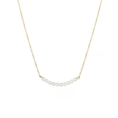 China CLASSIC Minimalist Trendy Women's Gold Plated 14k Gold Plated Pearl Necklace Jewelry Stainless Steel Pendants Choker 2021 New Chain for sale