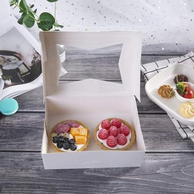 China Recycled Materials Automatic Automatic Bakery Box Rectangular Chocolate Covered Window Cardboard Lid Clear Treat Cookie Packaging White Boxes for sale