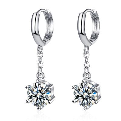 China Office/factory wholesale price fashion round cut silver earrings lucky stone quarry long simple stud earrings for sale