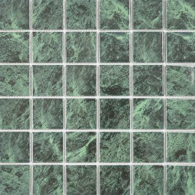 China CLASSIC Cheap Price Ready To Ship Bathroom Floor Wall Mosaic 48x48mm In-spray Glazed Green Ceramic Swimming Pool Tile for sale