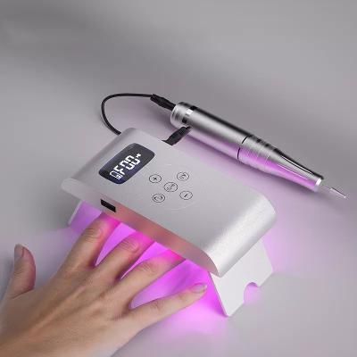 China ABS+Metal Plastic 2 in 1 New Arrival Electric Nail Drill Machine with UV Led Lamp 35000rpm USB Rechargeable Multifunctional Portable Nail Drill Machine for sale