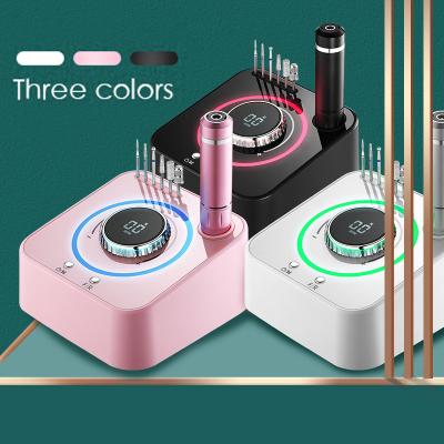 China Extraordinary Popular Colored Quiet Nail Drill Machine 40000RPM Colorful Lights 5-Speed Stainless Steel LCD Screen Nail Polisher Grinding for sale