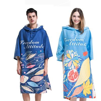 China Compressed Custom Microfiber Poncho Hooded Beach Towels For Adults for sale