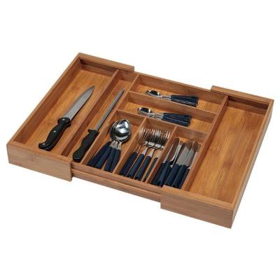 China Viable Bamboo Kitchen Accessories Drawer Multi-Use Storage Organizer Consumable Adjustable Cutlery Drawer Tray Box Holder Utensil for sale