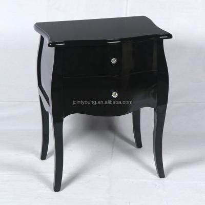 China French Style Solid Wood Black Wooden Wardrobe With Storage 2 Drawer Bedside Table for sale