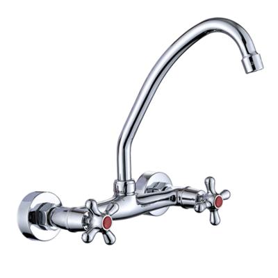China Arch Two 2 Handle Traditional 8-Inch High Wall Mounted Kitchen Faucet With Twin Handle Without Sprayer for sale