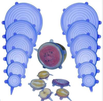 China Non spill reusable high quality silicone food wrap bpa free stretch lids for sale
