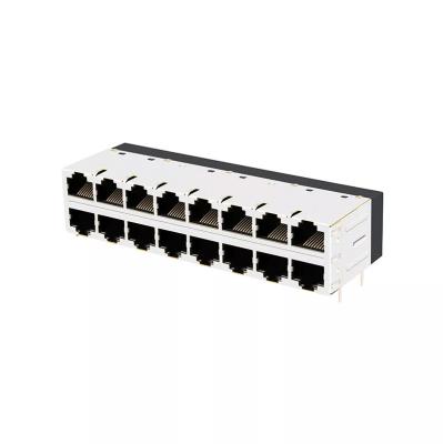 China PCB 1*8 Port Shielded Network Isolation Transformer Rj45 Connector 8P8C Without Led Light for sale
