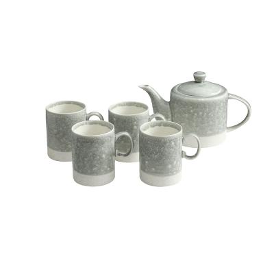 China Sustainable Eco Friendly Hot Sale Gray Christmas Mug Morden Round 5 Pieces Set Tea Cup Set Fambe Ceramic Mugs for sale