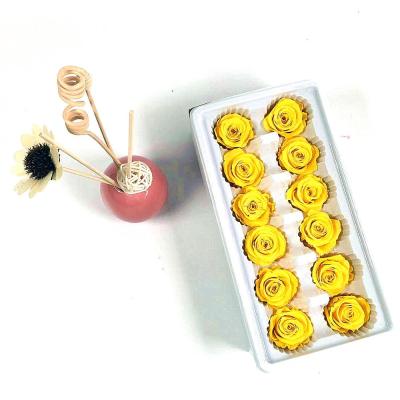 China Beautiful 3-4cm Colored Real Touch Rose Head 20 Colors Forever Flower Preserved Roses Wholesale for sale