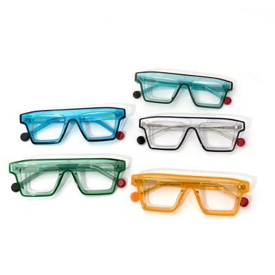 China Cool Bold Designer Women Men Optical Glasses Frames Rectangle Acetate Stock Ready Fashionable Eyewear for sale