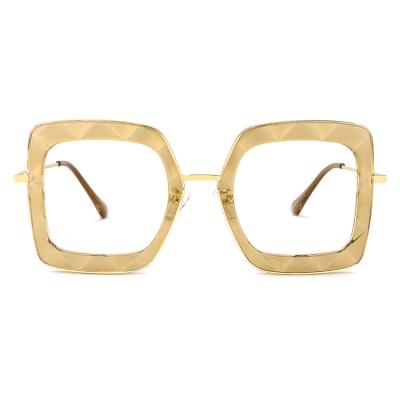 China Stylish Fashionable Factory Customize Logo Womens Square Red Yellow Oversized Glasses Big Optical Frame for sale