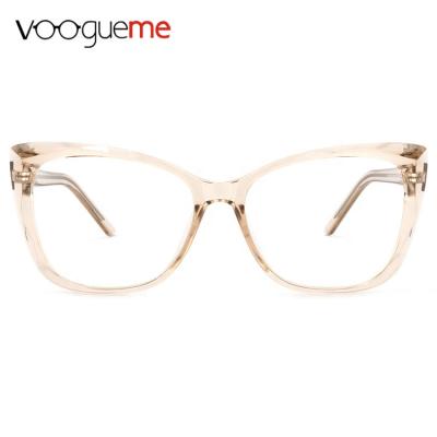 China Voogueme Fashionable Stylish Cat Eye Shape Optical Glasses Transparent Plastic Frames Glasses Wholesale for sale