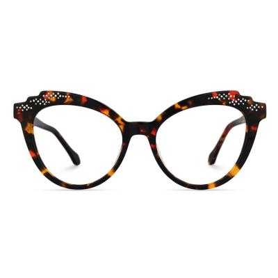 China Fashionable Black Tortoise Eyewears Acetate Cat Eye Butterfly Frame Girls Fancy Glasses Optical Frames For Women for sale
