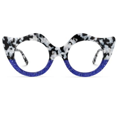 China New Fashion Trendy Women's Cat Eye Waved Designer Acetate Unique Eyewear Glasses Frames Optical Lenses for sale