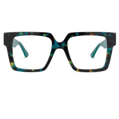China Fashionable Vintage Oversized Square Glass Acetate Glasses Frames Optical Glass Eyeframes DES Glasses for sale
