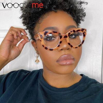 China Wholesale Fashion Trendy Vintage Cat Eye Stylish Leopard Optical Frame Girls Cool Voogueme Style Glasses for sale
