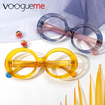 China Beautiful Voogueme Fashionable Specialized Acetate Round Eyewear Optical Glass Colored Frames From Italy In Stock for sale