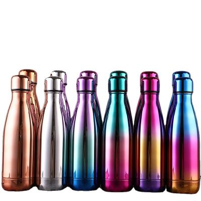 China 304 Stainless Steel PORTABLE Gradual Color Rainbow 17OZ Cola Sports Vacuum Thermos Bottle Shiny Mug for sale