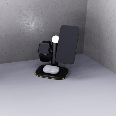 China Universal 2023 Hot Selling Desktop Magnetic 4 in 1 Wireless Charger Station with Lamp for Watch Airpods Cell Phones for sale