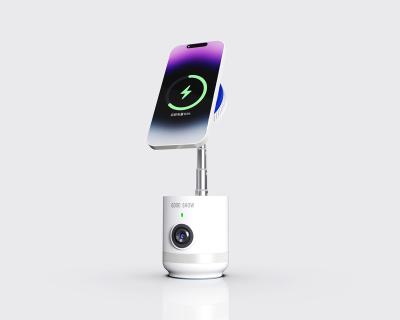 China Universal New Product AI Smart Rotation Selfie Shooting Phone Mobile Stand Auto Face Tracking Phone Holder With Wireless Charger for sale