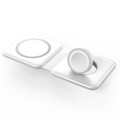 China Universal New Arrival Foldable Travel 2 in 1 15W Magnetic Fast Wireless Charger for Mobile Phone and Watch for sale