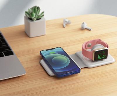 China Universal 2 in 1 15W Portable Magnetic Fast Wireless Charger for Mobile Phone and Watch for sale