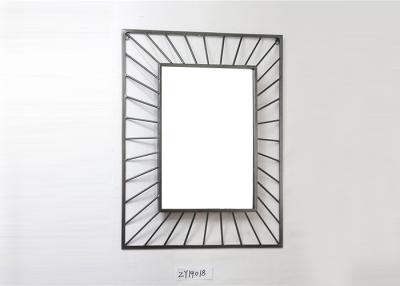China Large Rectangle Black Framed Metal Wall Art Mirror for sale