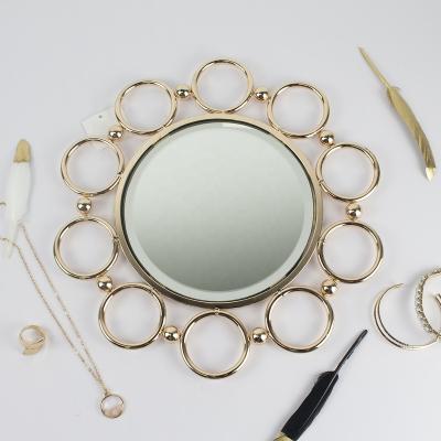 China Art Decor Factory Supply Direct Round Metal Circle Wall Decorative Mirror Gold Mirror for Bedroom for sale