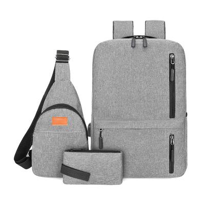 China With USB Hot Selling Business Computer Backpack Waterproof Handbag Chest Bag Laptop Backpack Three Piece Set for sale