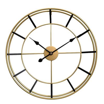 China New Arrival Gold And Black Round Metal Wall Clock Elegant Metal Wall Clock Metal Radio Wall Clock for sale