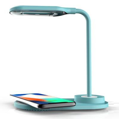 China 2 in 1 Wireless Charger with Table Lamp 2021 Hot Sale 3 in 1 Table Lamp 360 Degree Rotation Led Desk Light with 10W Wireless Charger Fast Charging Protection for sale