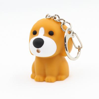 China Sound chain +led flashlight+key success led sound toy dog weft woof~ key chain for sale