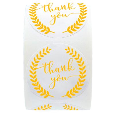 China Waterproof 1 Inch Thank You Logo 500 Sheets Seal Labels Stickers Roll Custom Printed Packaging Label for sale