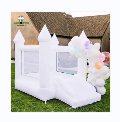 China UV Protective Flame Retardant Waterproof Airfun Outdoor Rental Inflatable White Bounce Combo House Inflatable Bouncer Wedding Bouncy Castle With Slide For Kids for sale